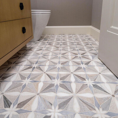 Chantham Snow White, Allure, Skyline Multi Finish Marble Waterjet Decos 8×8 (XMA01001)