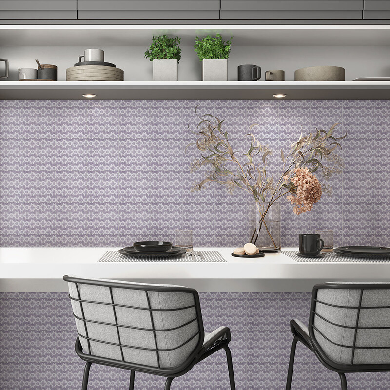 Pure White, Wisteria Glossy Clara B Ceramic Tiles 6×6