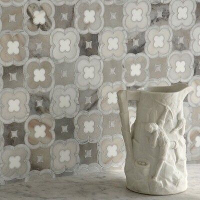 Damascus Avenza Light, Dolomite, Palisandra Multi Finish Marble Waterjet Decos 11×11 (YNR10022)