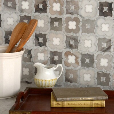 Damascus Avenza Light, Dolomite, Palisandra Multi Finish Marble Waterjet Decos 11×11 (YNR10022)