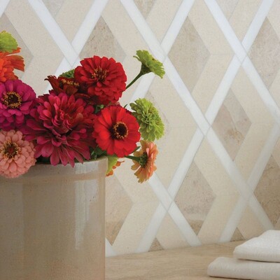 Hippodrome Champagne, Diana Royal, Dolomite Multi Finish Marble Waterjet Decos 10 11/16×11 5/16 (YNR10024)