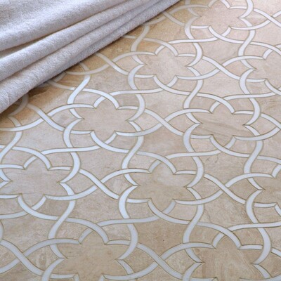 Isidore Diana Royal, Dolomite Honed Marble Waterjet Decos 12 1/2x 14 3/8 (YNR10027)