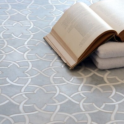 Isidore Afyon Grey, Dolomite Multi Finish Marble Waterjet Decos 12 1/2x 14 3/8 (YNR10028)