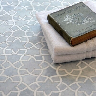 Isidore Afyon Grey, Dolomite Multi Finish Marble Waterjet Decos 12 1/2x 14 3/8 (YNR10028)