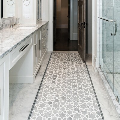 Isidore Afyon Grey, Dolomite Multi Finish Marble Waterjet Decos 12 1/2x 14 3/8 (YNR10028)