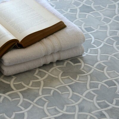 Isidore Afyon Grey, Dolomite Multi Finish Marble Waterjet Decos 12 1/2x 14 3/8 (YNR10028)