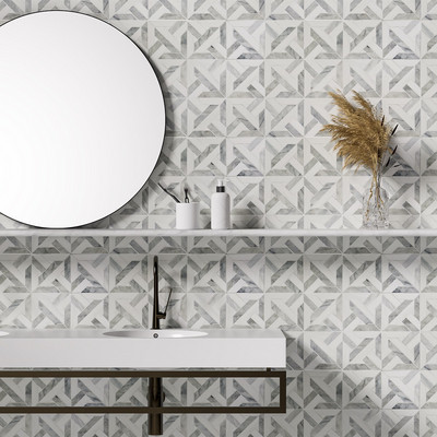 Marmara Avenza Light, Dolomite Multi Finish Marble Waterjet Decos 9 11/16×9 11/16 (YNR10031)