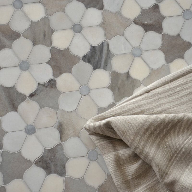Afyon Grey, Palisandra, Skyline Multi Finish Theodora Marble Mosaics 12 1/8×14