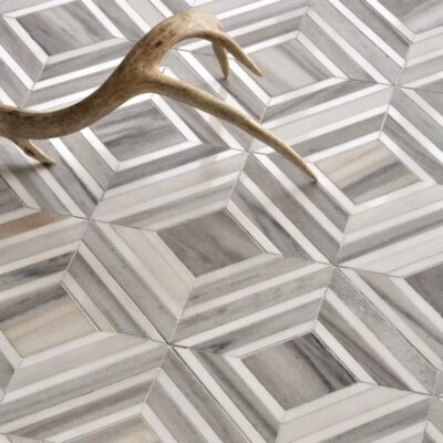 Yildiz Dolomite, Skyline Vein Cut Multi Finish Marble Waterjet Decos 8 13/16×11 (YNR10045)