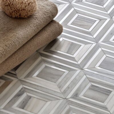 Yildiz Dolomite, Skyline Vein Cut Multi Finish Marble Waterjet Decos 8 13/16×11 (YNR10045)
