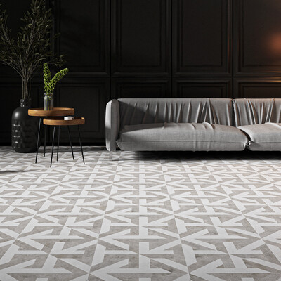 Rubicon Snow White, Silver Shadow Honed Marble Waterjet Decos 17×17 (YNR10142)