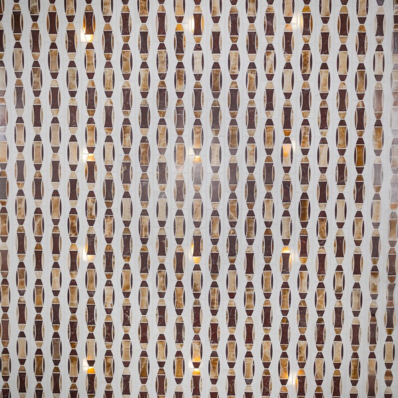 Red Bordeaux, Snow White, Honey Onyx Multi Finish Albert Marble Mosaics 11×11 3/8