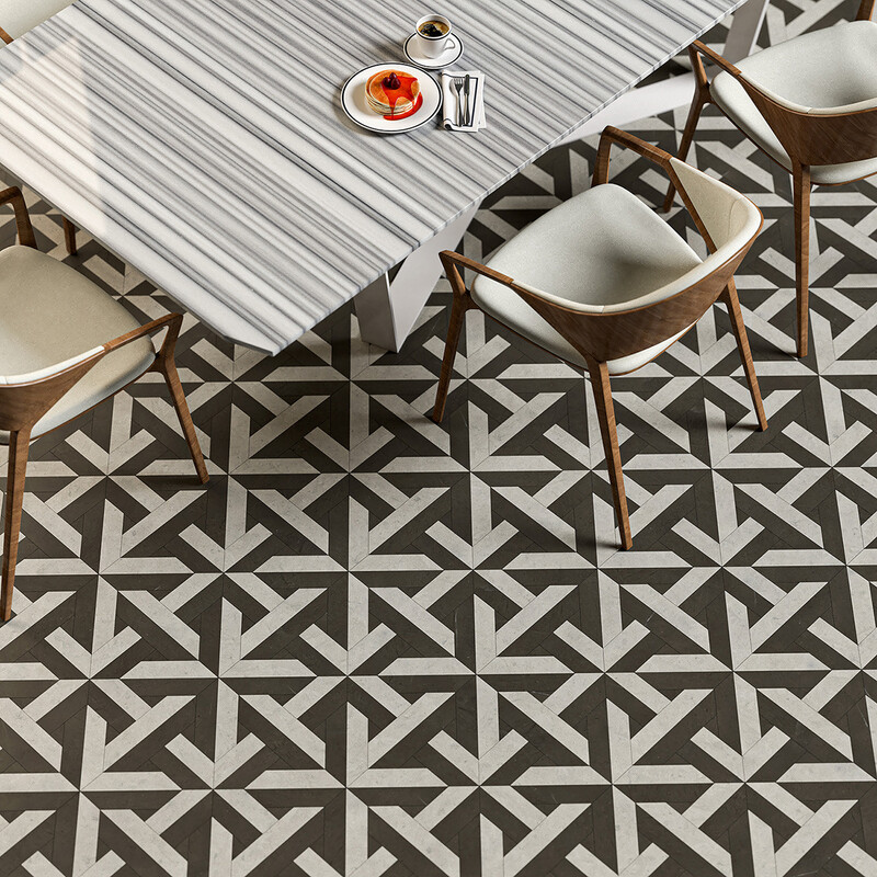 Britannia, Bosphorus Honed Rubicon Limestone Mosaics 17×17
