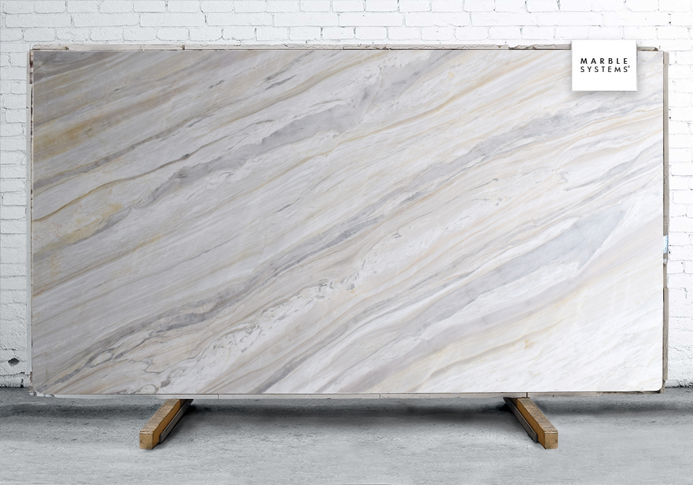 Lord White Leather Marble Slab Random 1 1/4 Marble Systems, Marble