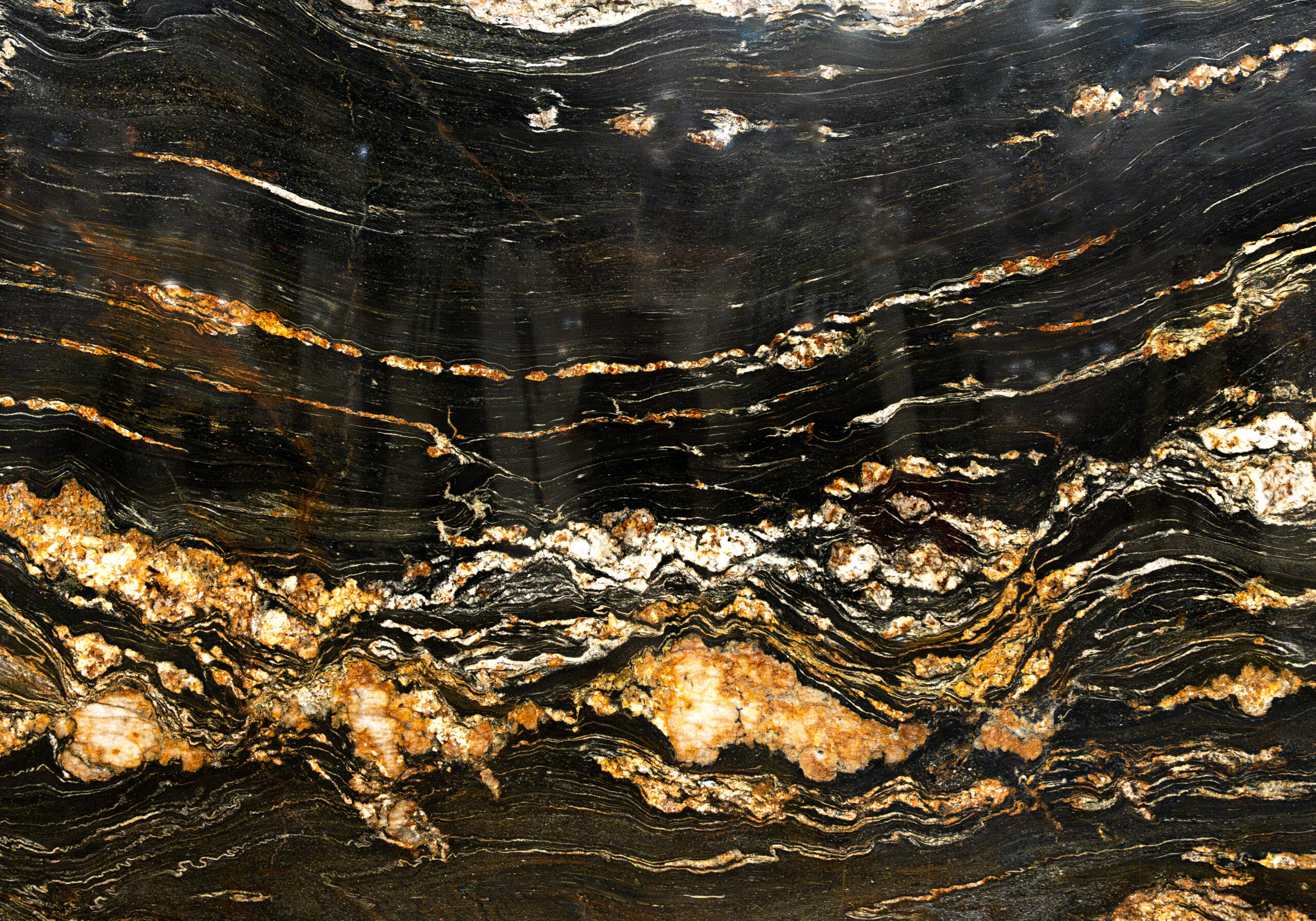 Calsynth Marbles クローン Black Fusion Polished Granite Slab, Random Size | Marble Systems
