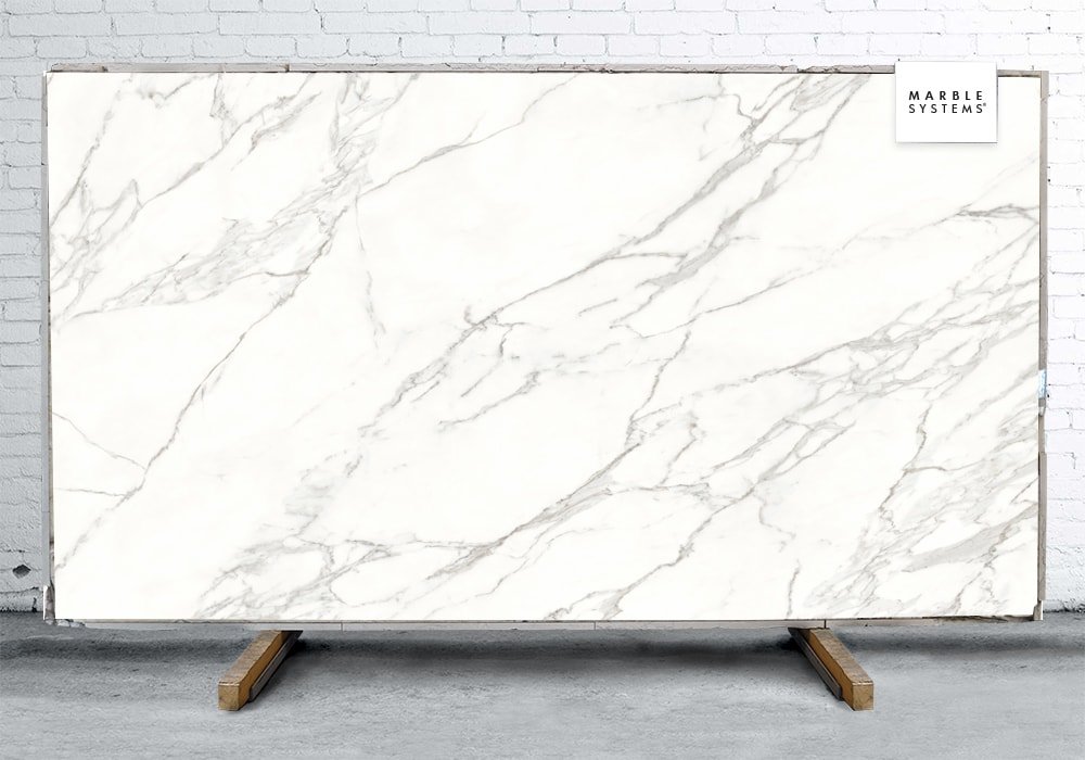 CALACATTA C01R POLISHED SINTERED STONE SLAB WNE10059