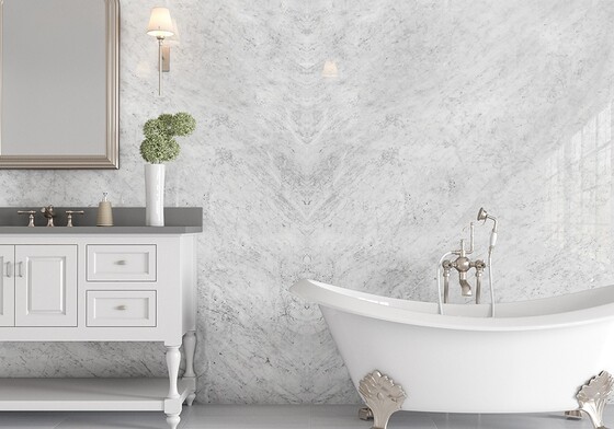 White Carrara Polished Marble Slab Random