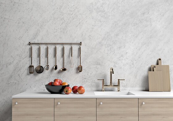 White Carrara Polished Marble Slab Random