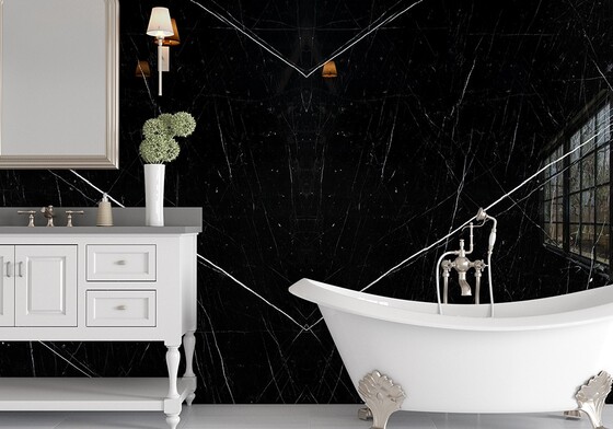 Negro Marquina Polished Marble Slab Random
