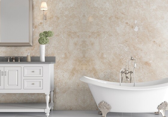 Ivory Honed Travertine Slab Random
