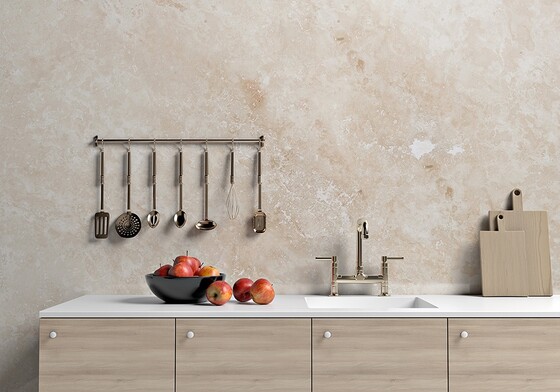 Ivory Honed Travertine Slab Random