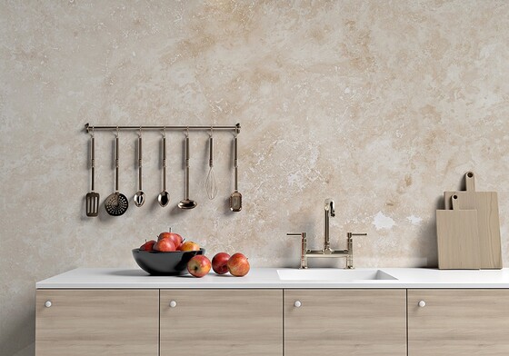 Ivory Patika Filled Travertine Slab Random