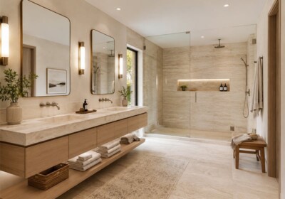 Ivory Vein Cut Polished&filled Travertine Slab Random (SL10522) Room Scene Image