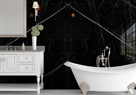 Black Polished Marble Slab Random 3/4 (SL10803)