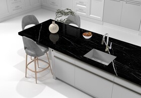 Black Polished Marble Slab Random 3/4 (SL10803)