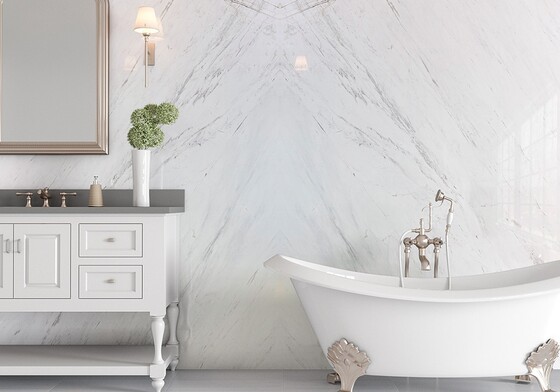 Losa de mármol pulido Bianco Sivec aleatoria