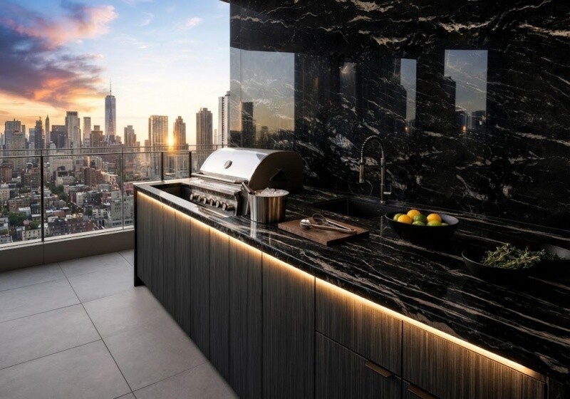 Cosmic Black Polished Granite Slab Random (SL90071)