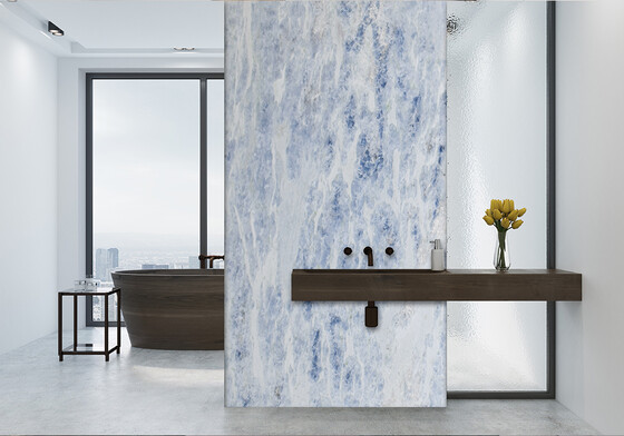Sky Blue Polished Marble Slab Random