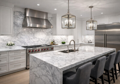 Calacatta Gold Supreme Polished Marble Slab Random (SL90502) Room Scene Image