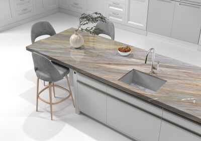 Aurora Blue Polished Quartzite Slab Random 1 1/4 (SL90596)
