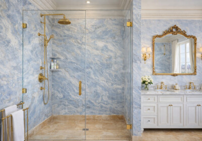 Calacatta Cielo Leather Marble Slab Random (SL90718) Room Scene Image