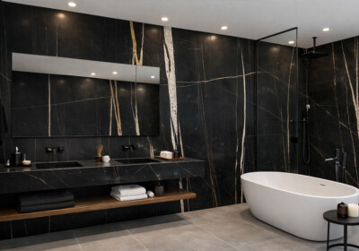 Sahara Noir Honed Marble Slab Random (SL90723) Room Scene Image