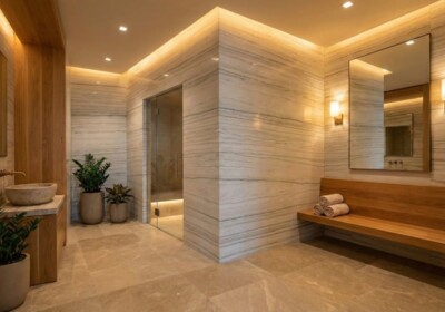 Dalle de quartzite poli White Mustang aléatoire