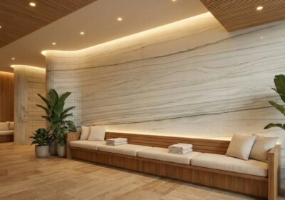 Dalle de quartzite poli White Mustang aléatoire