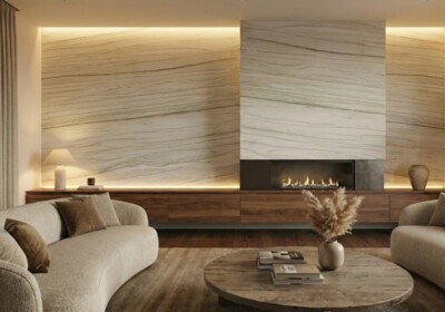 Dalle de quartzite poli White Mustang aléatoire
