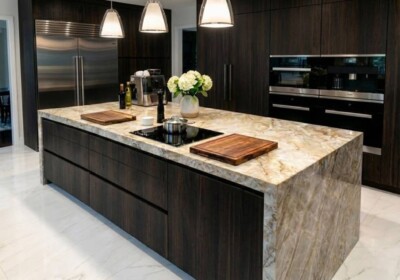 Taj Mahal Supreme Polished Quartzite Slab Random (SL91167) Room Scene Image