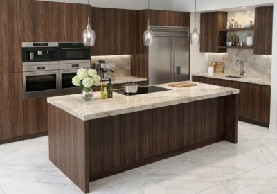 Taj Mahal Supreme Polished Quartzite Slab Random (SL91167) Room Scene Image
