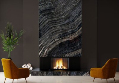 Silver Brown Wave Polished  Marble Slab Random (SL91177)