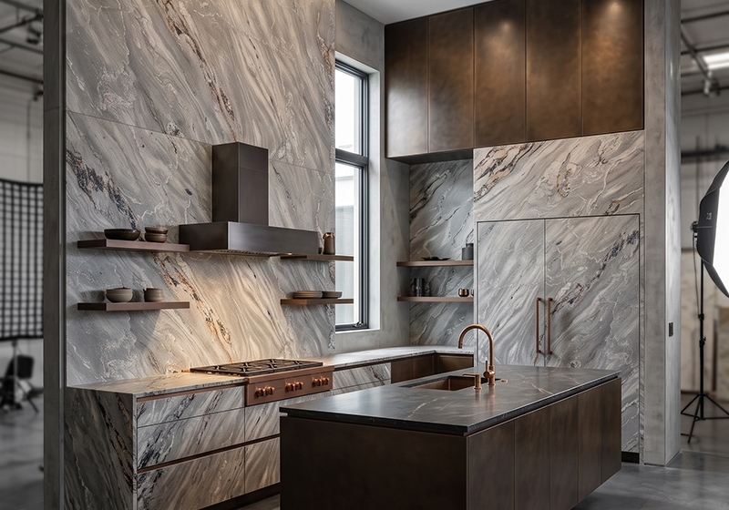 Sea Wave Leather Marble Slab Random (SL91232)