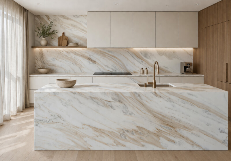Namib Gold Polished Marble Slab Random