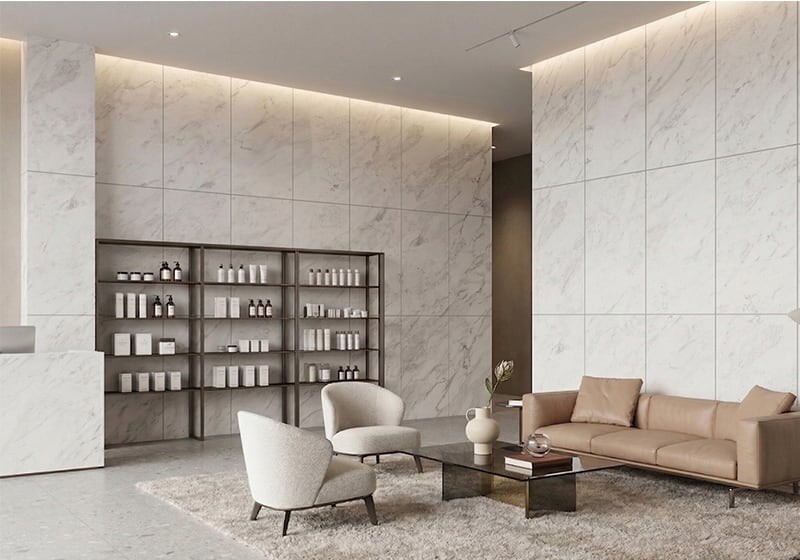 Bianco Venus Honed Marble Slab Random
