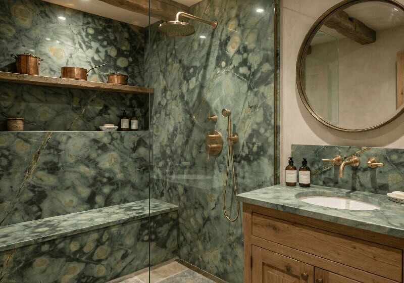 Magic Green Polished Marble Slab Random