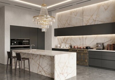 Cristallo Luminescence Select Polished Quartzite Slab Random (SL91417) Room Scene Image