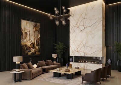 Cristallo Luminescence Select Polished Quartzite Slab Random (SL91417) Room Scene Image