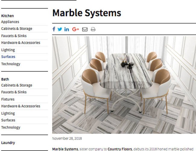 KBB Magazine SkylineHoned MarbleSystems December 2018