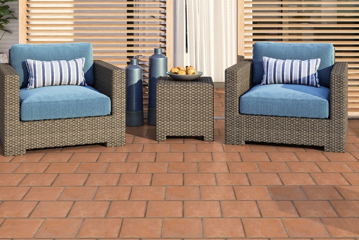 square terracotta tiles